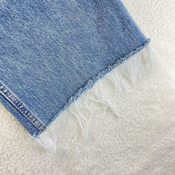 Zara Wide Leg Barrel Jeans Women's Cropped 12 Baggy Bohemian Coastle Raw Hem - Picture 4 of 14